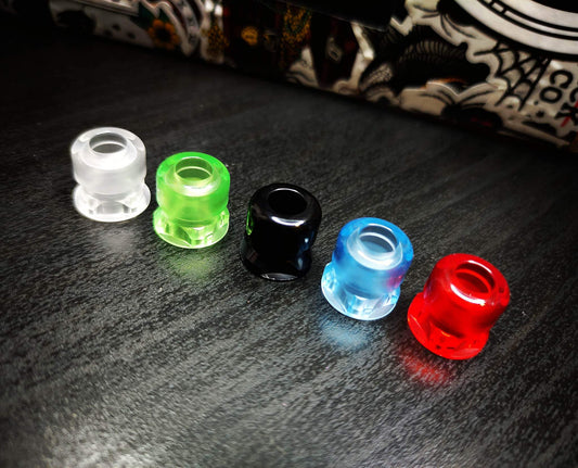 SXK Mission Booster Style Drip Tip Replacement Mouthpieces - Black + Red + Blue + Green + Clear, PMMA (5 PCS)